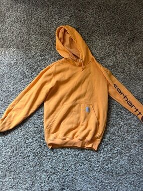 Carhartt Orange Logo Sleeve Hooded Sweatshirt